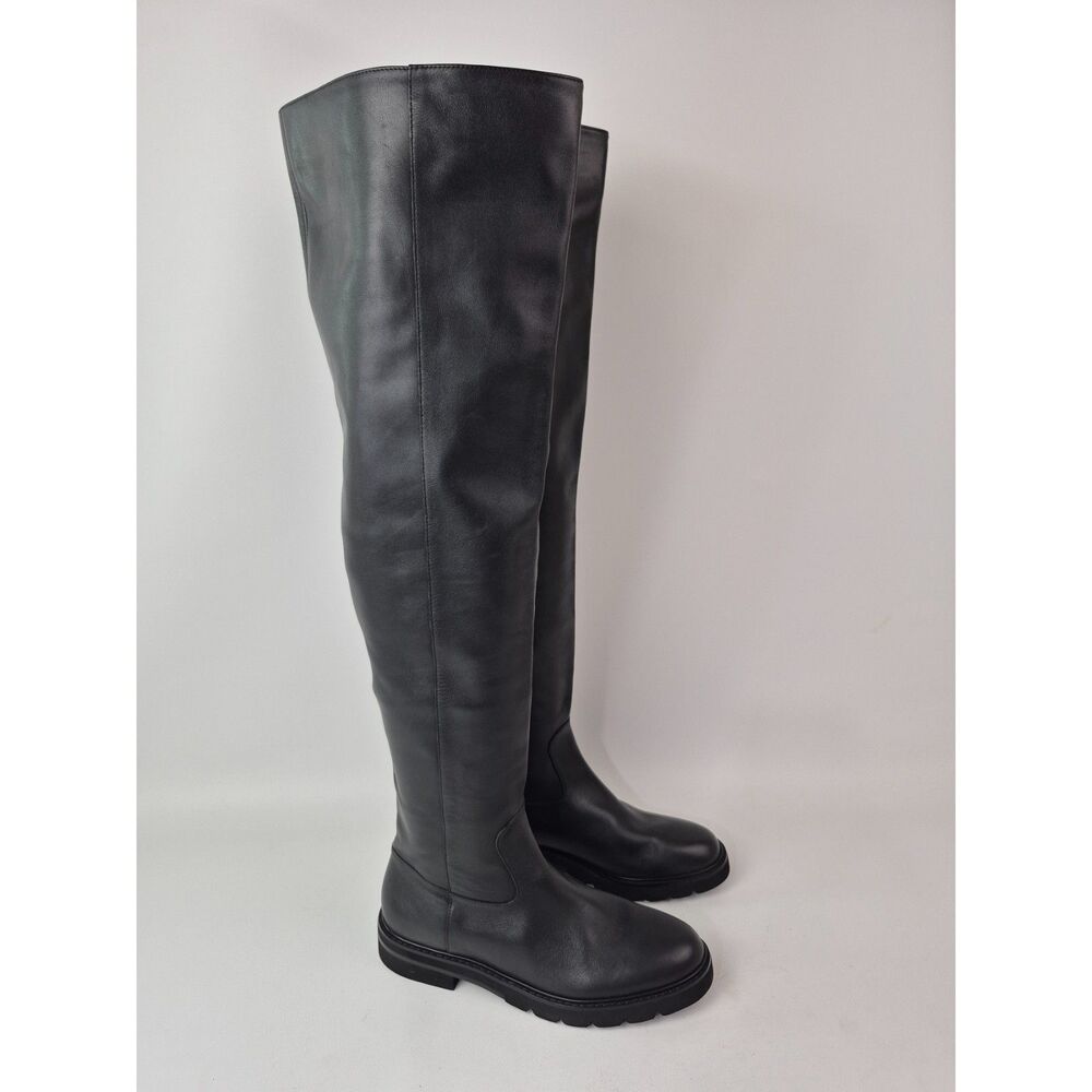 Stuart Weitzman Women's Black Chicago Lug Leather Over-the-knee Boots Size 7